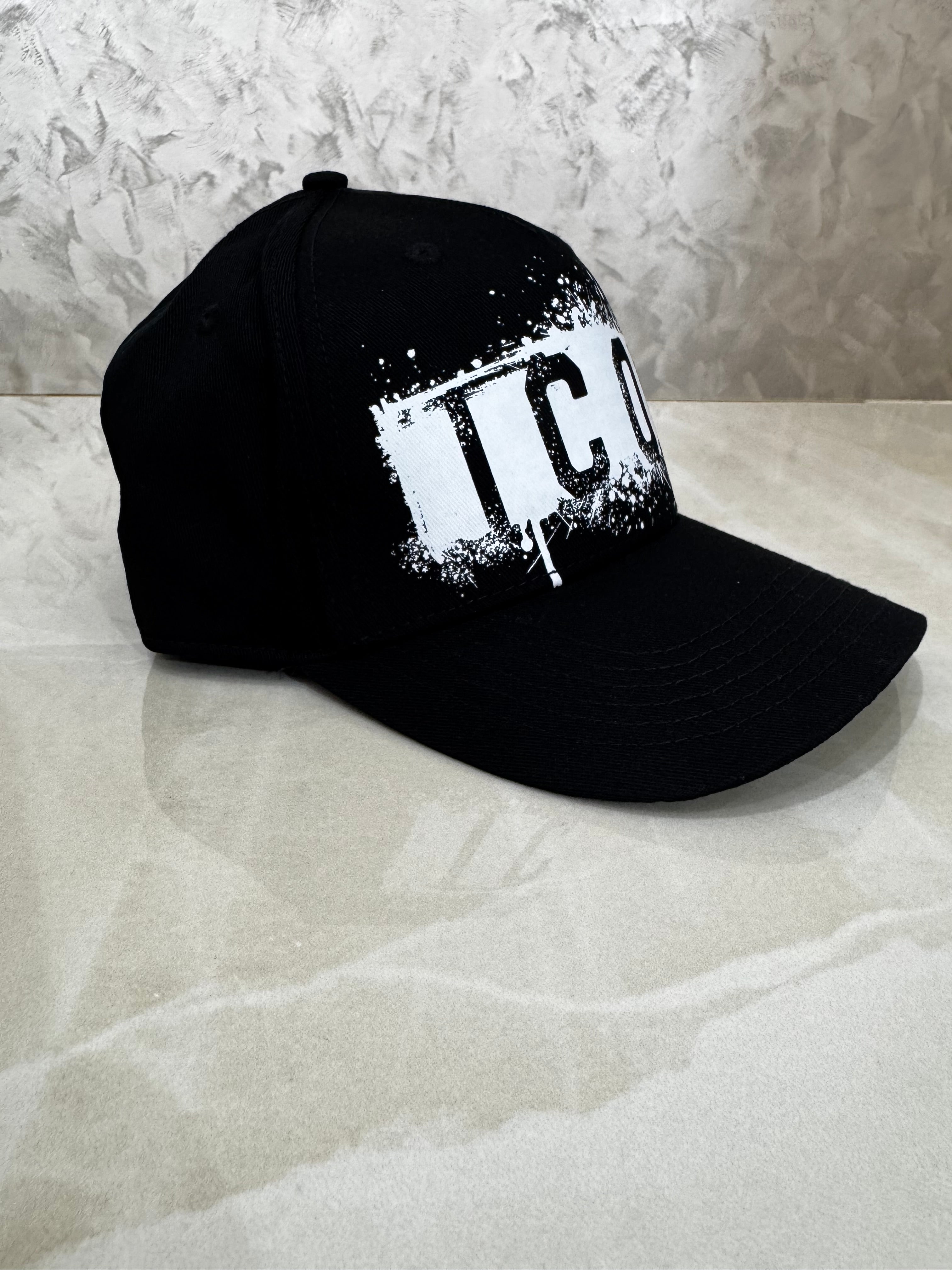 🧢 Cappellino ICON Nero con Logo Effetto Spray