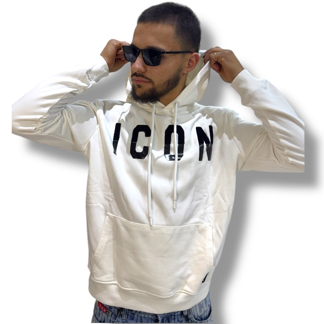 🤍 Felpa Hoodie "ICON" – Eleganza Streetwear in Bianco e Nero