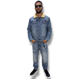 Coordinato in denim “ICON” con giacca felpata